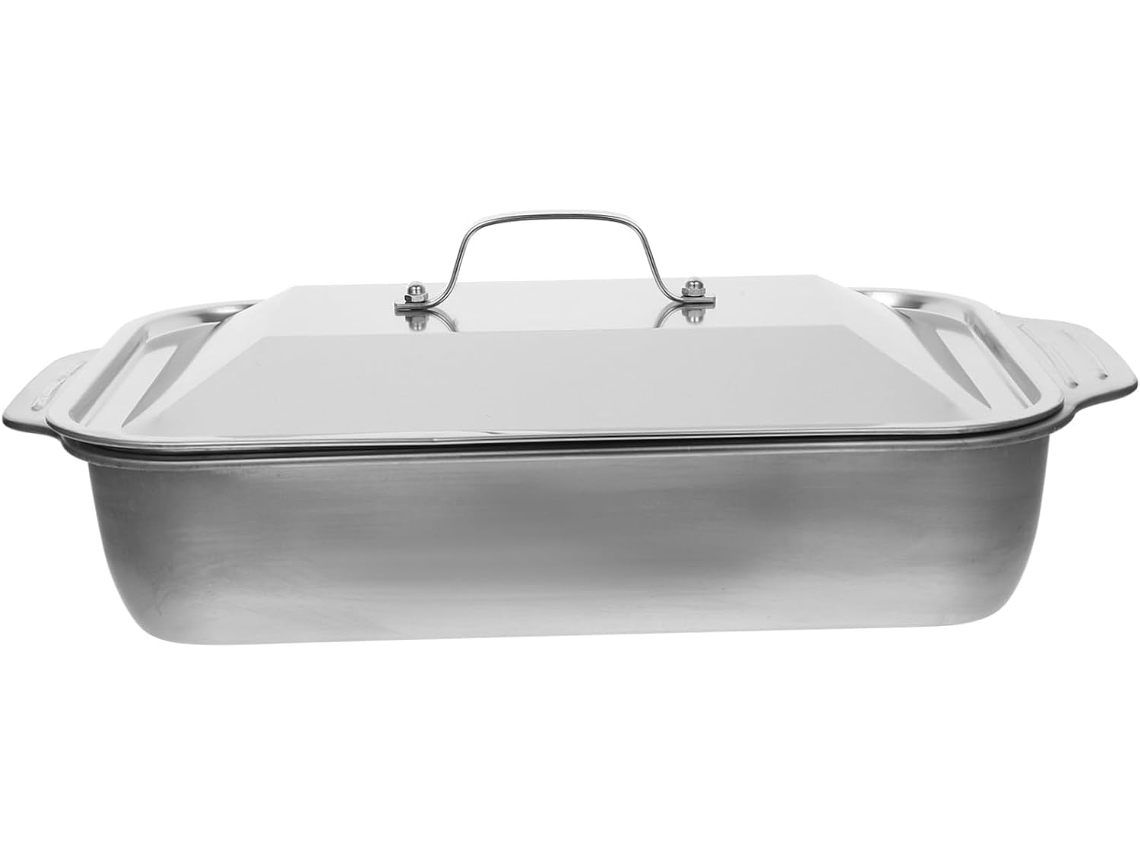 Panela Retangular de Aço Inoxidável com Tampa, Funda e Resistente. CHABERLU
