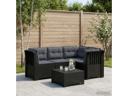 Vidaxl Sofá De Jardim Para 4 Pessoas Com Almofadas Visual Rattan Pp