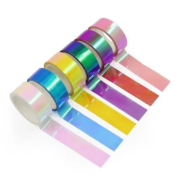Fita Adesiva, 6 Unidades, pprolos De Fita Holográfica 5m 196,8 Polegadas, Cores Sortidas, Com Brilho Prismático Laços
