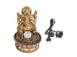 Fonte de água decorativa em resina Baok-Resin com Buda, estilo Sudeste Asiático, com LED, para uso interno ou em mesas, com plugue europeu de 220-240V.
