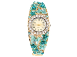 Relógio de Pulso Feminino Elegante com Strass e Padrão Floral de Liga de Quartzo