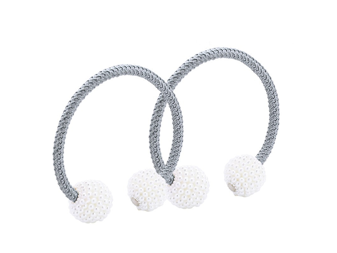 Conjunto De 2 Suportes Magnéticos Para Cortinas Pequenas, Finas Ou Transparentes. Cor Do Suporte: Cinza