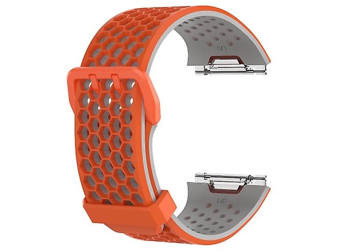 Lurelia Pulseira Fitbit Ionic De Silicone Bicolor Com Fivela Laranja E Cinza