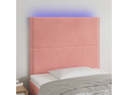 Vidaxl Cabeceira De Cama C/ Luzes Led Veludo 90x5x118/128 Cm Rosa