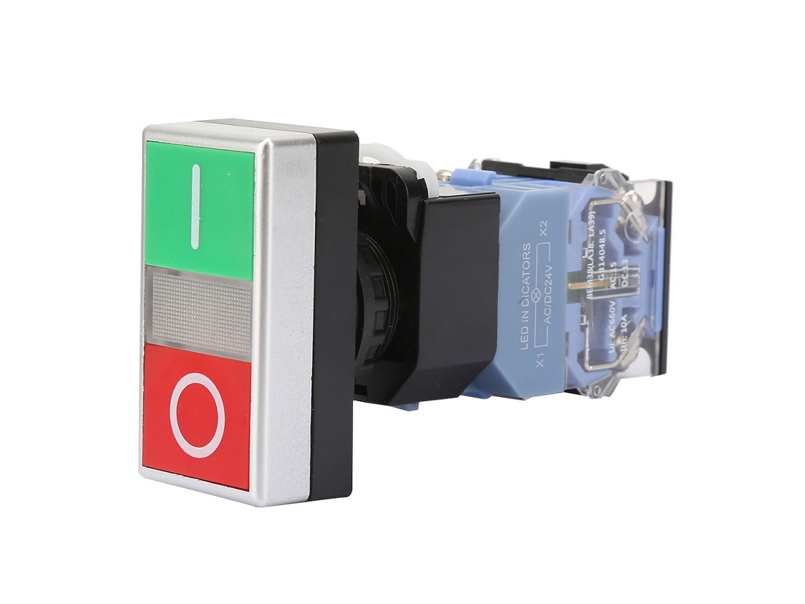 Laxiscreed Interruptor De Botão De 22mm Com Luz, Automático, Com Contactos 1no 1nc Para Controlo De Circuitos