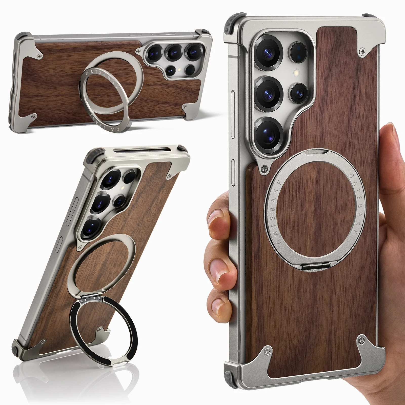 Capa Para Celular (natural Galaxy S24 Ultra) Com Suporte, Rotação De 360° E Moldura Magnética Magsafe.