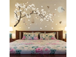 Rebe calcomanías de Pared Árbol Y Flores 187x128cm Decoración de Hogar Autoadhesiva Retirable para Sala Y Dormitorio