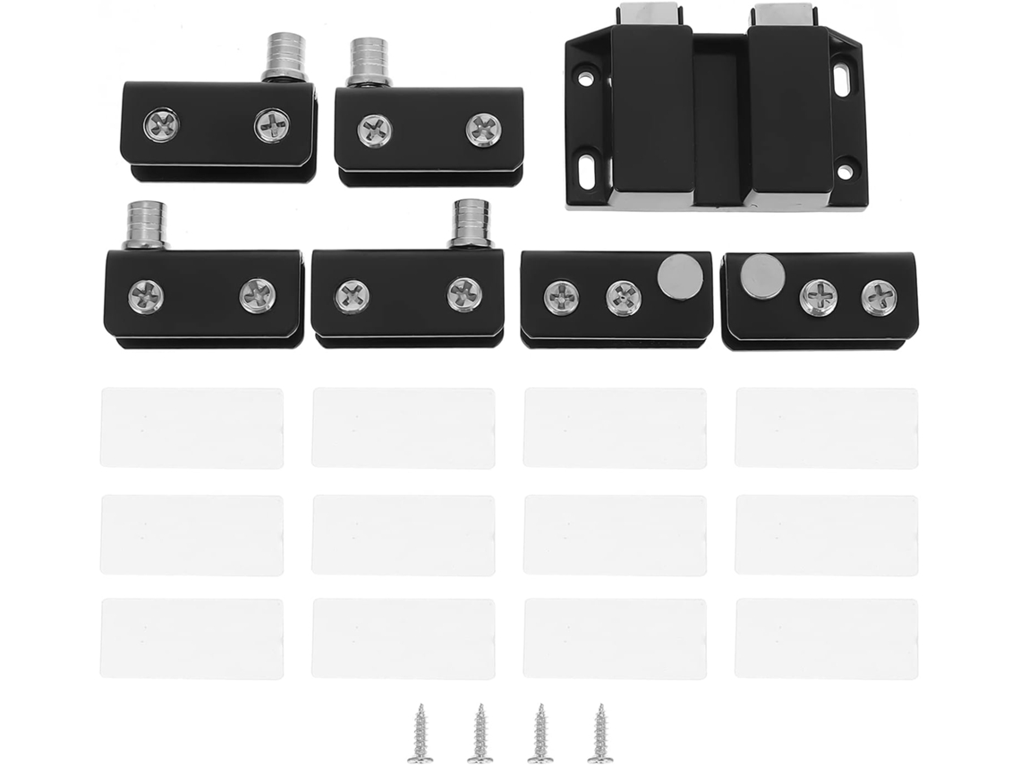 Dobradiça Para Porta De Vidro Armário Zerodeko Em Aço Inoxidável Preto, Resistente E Antiferrugem, Adequada Para Vidros