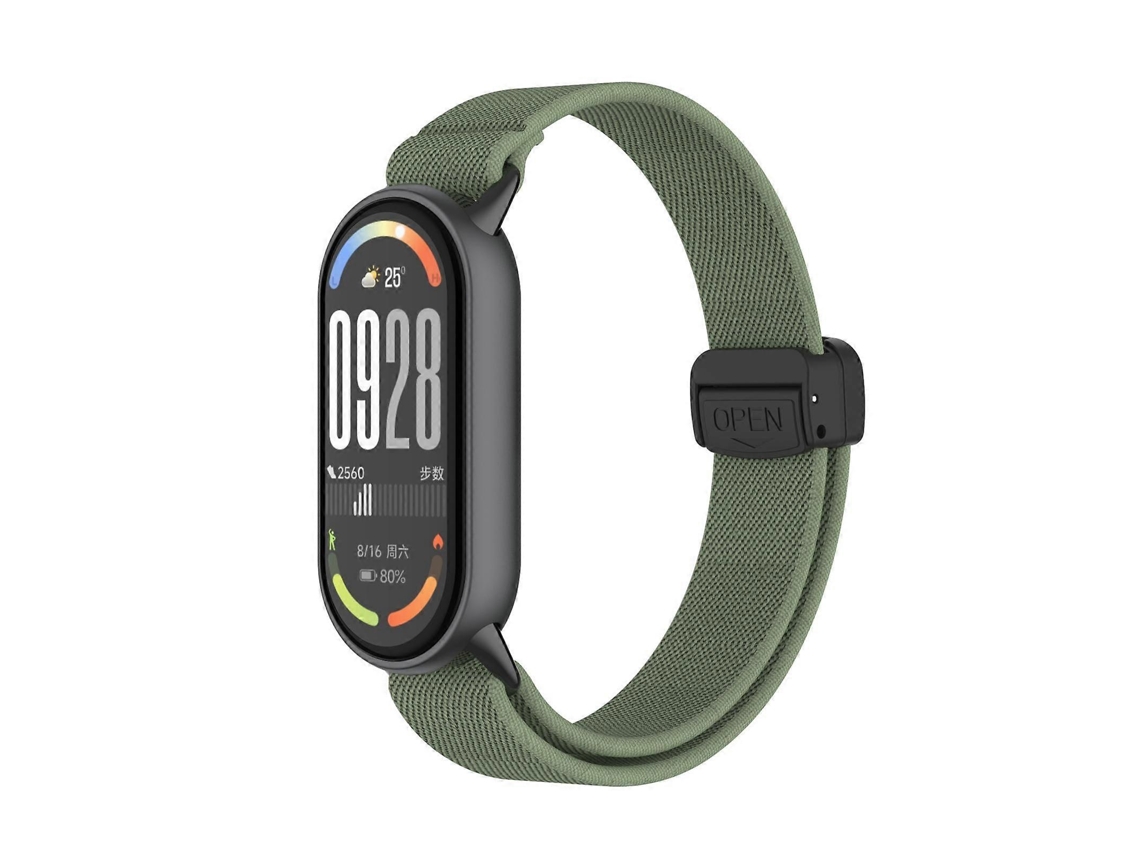 Pulseira De Nylon Elástica Com Fivela Magnética De Metal Para Xiaomi Smart Band 10/9/8