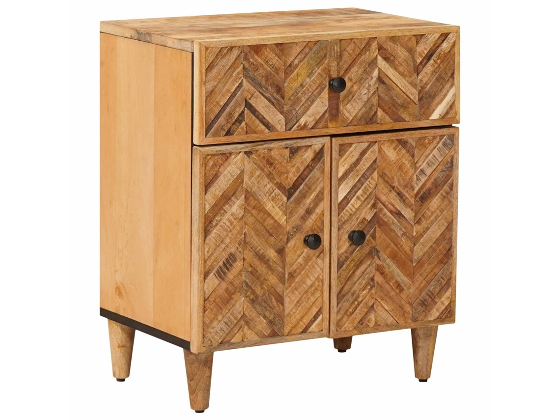 Conjunto 1 Mesa-de-cabeceira Vidaxl Castanho Madeira De Mangueira Maciça (50 X 33 X 60 Cm)