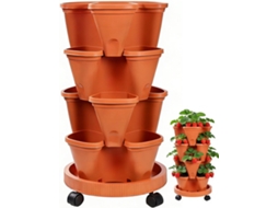 Torre de Plantas para Varanda, 4 Níveis, Torre de Plantas com Vasos Empilháveis em Coluna, Jardim Vertical Empilhável, CHABERLU