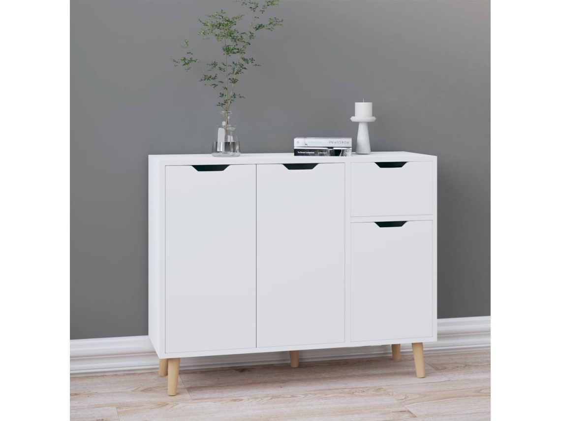 Vidaxl Aparador 90x30x72 Cm Derivados De Madeira Branco Brilhante