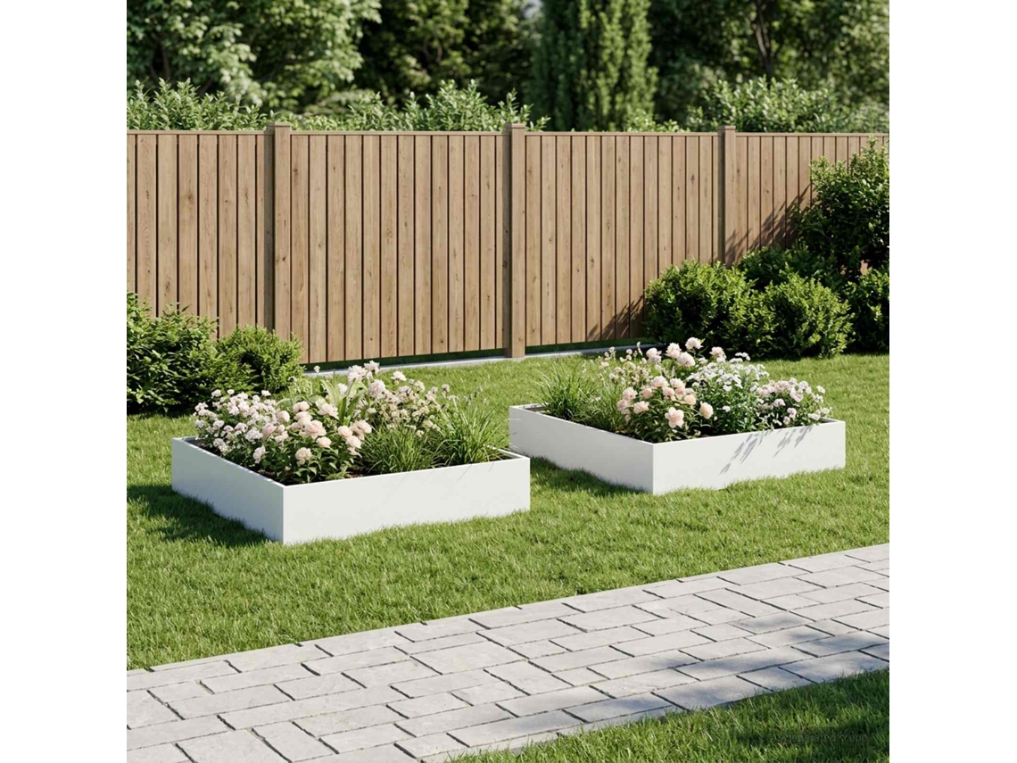 Vidaxl Vaso De Jardim 2 Unid. Branco 80 X 80 X 20 Cm
