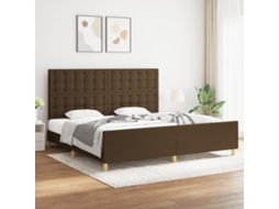 Estrutura De Cama Sem Colchão 200x200 Cm Tecido Castanho-escuro