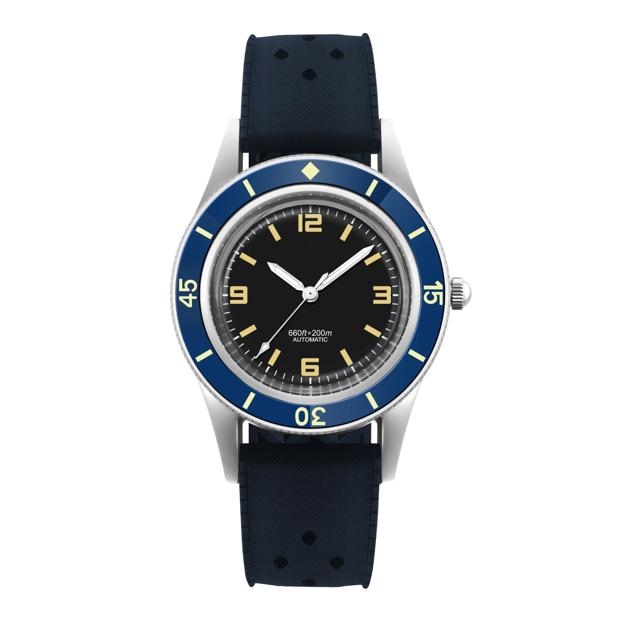 (preto) Relógio De Mergulho Mecânico Automático Masculino De 40 Mm, Resistente À Água Até 200 M, Cristal De Safira