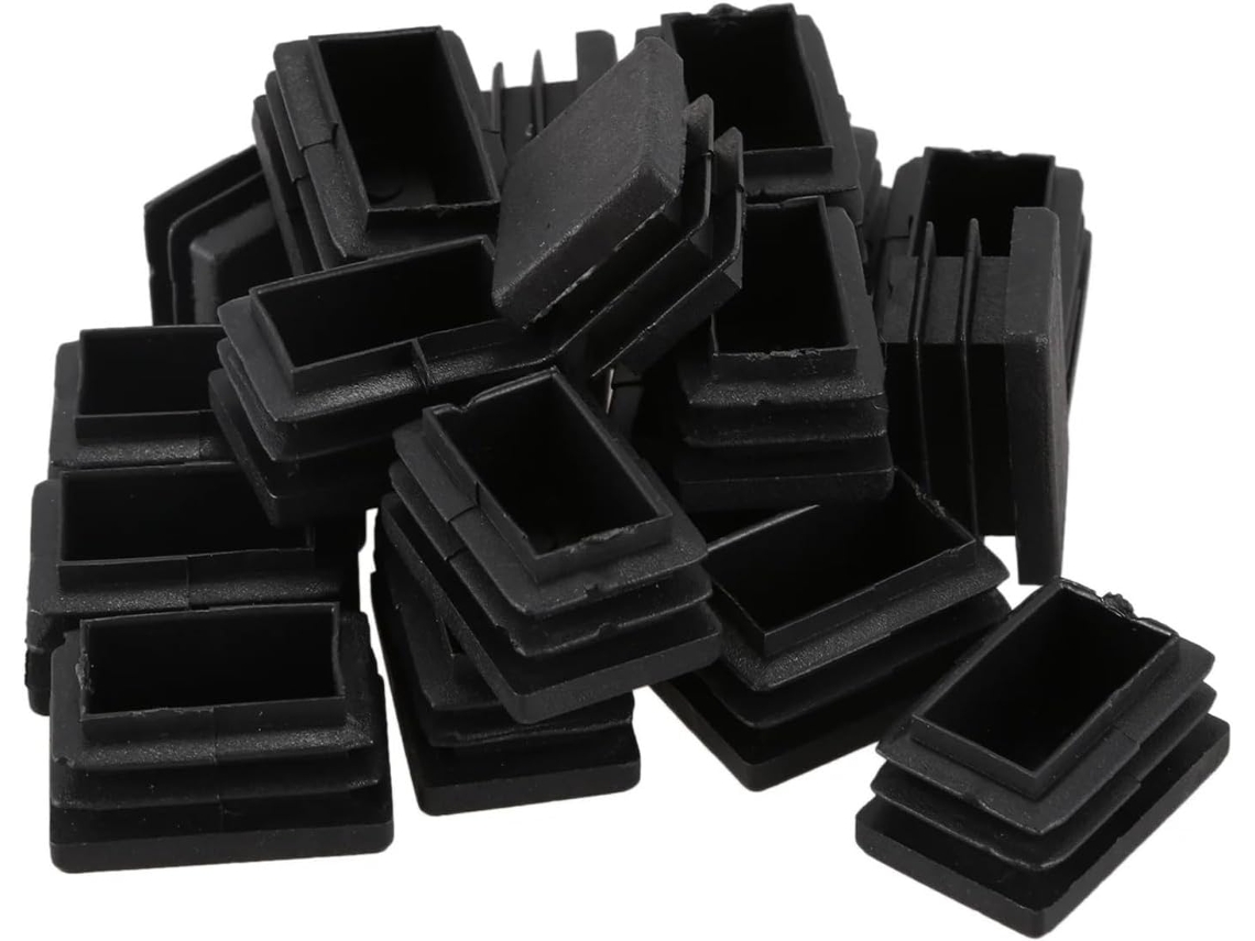 20 Tampas Retangulares De Plástico 30mm X Para Inserções Tubo Roscado