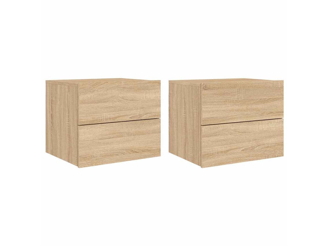 Conjunto de Mesas de Cabeceira de Parede com Luzes Led Carvalho Sonoma MAISON EXCLUSIVE