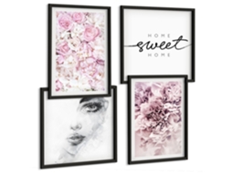 Composição De Quadros Composições Florais Clássicas Espelharte (4 Peças)