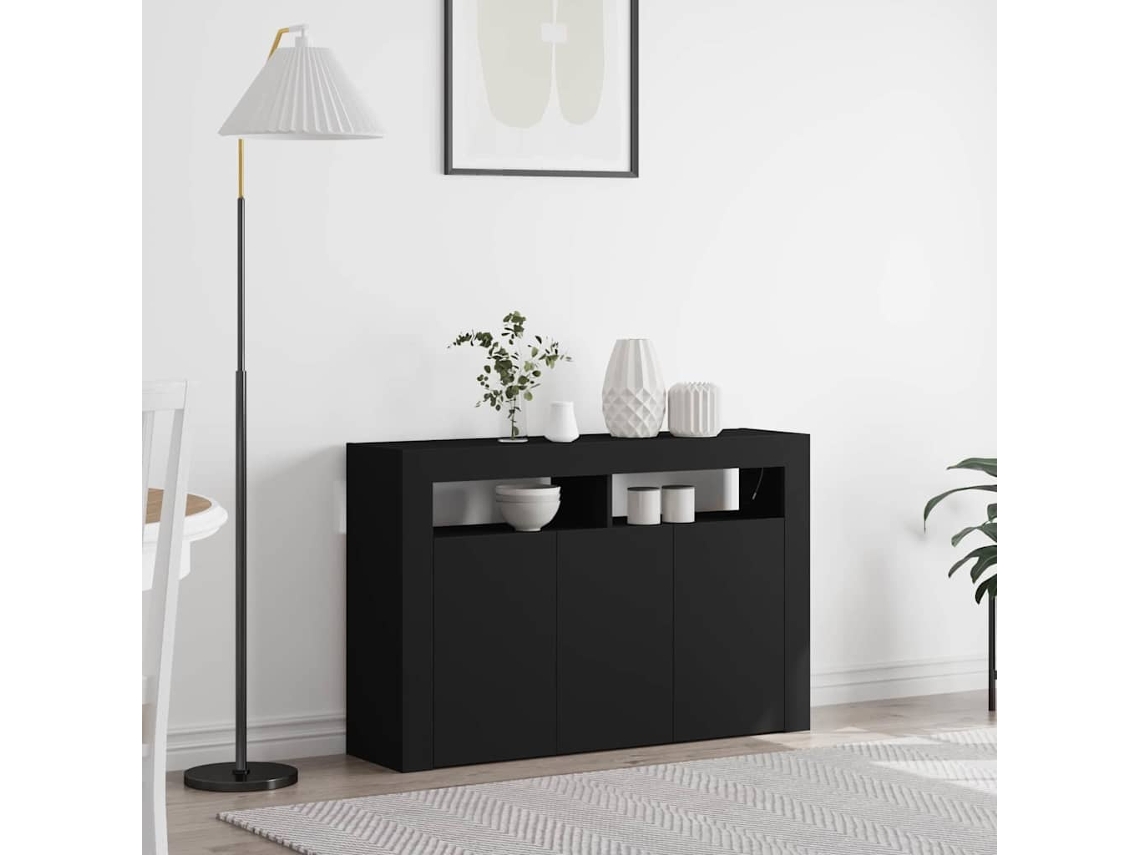 Vidaxl Buffet Preto 116 X 30 X 75 Cm Madeira Processada