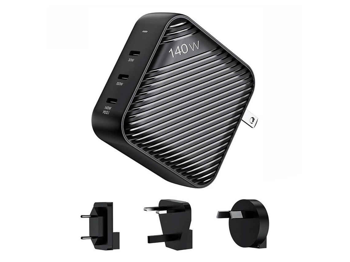 Carregador Invzi 3x Usb-c Para Celulares E Laptops 140w Ganhub Ue Reino Unido Austrália Eua