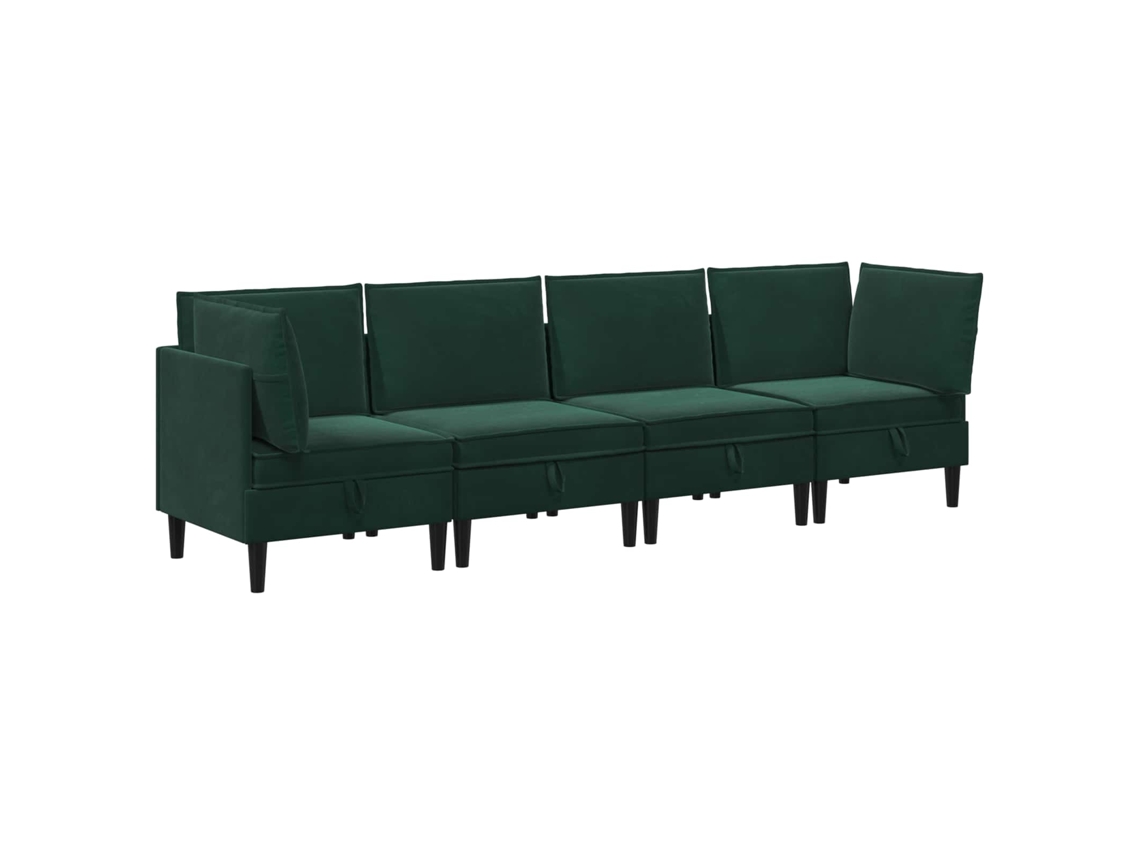 Conjunto 4 Conjunto De Sala De Estar Vidaxl Verde Veludo (280 X 70 X 82 Cm)