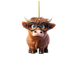 Laxiscreed Colar De Natal Com Bojão Highland Cow Para Decoração De Árvore Criativa Em Acrílico