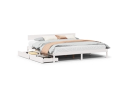 Bed Frame, Bed Frames Vidaxl Branco Madeira De Pinho (180 X 200 Cm)
