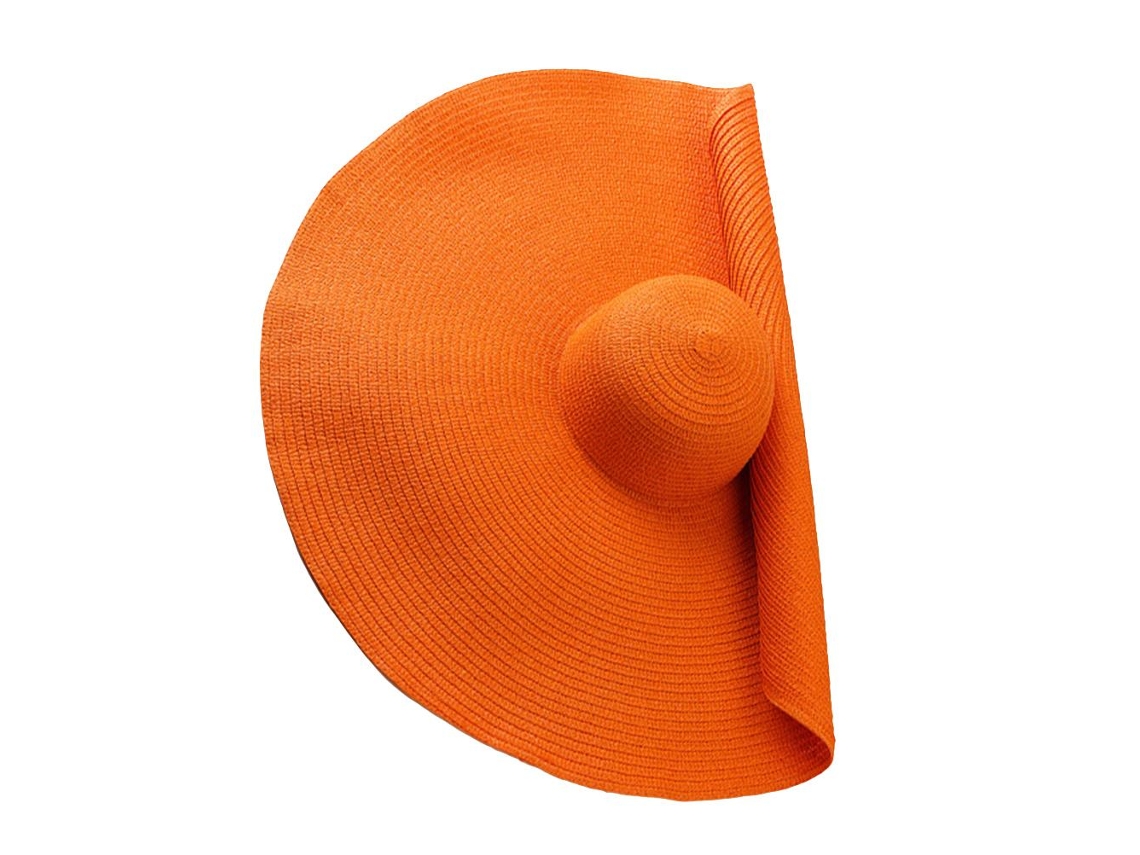 Chapéu de Palha Oversized com Borda Larga para Mulher Protetor Solar Praia Floppy