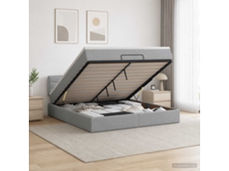 Vidaxl Cama Ottoman Com Colchão Cinzento-claro 160 X 200 Cm Tecido
