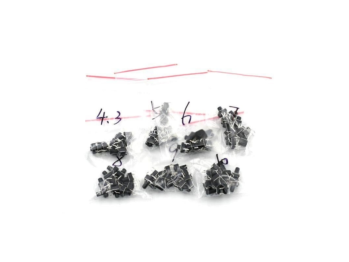 Conjunto De 70 Microinterruptores Táteis 6x 4, 3, 5, 6, 7, 8, 9e 10mm, Dip De 4 Pinos