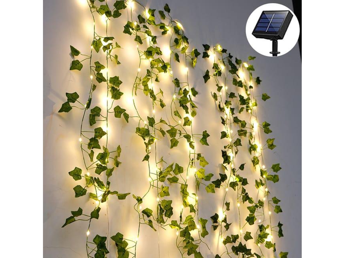 Guirlande De Led Com Folhas De Hera Artificial,2m,20 Luminárias,decoração Para Jardim,varanda,casamento E Festas Btforus