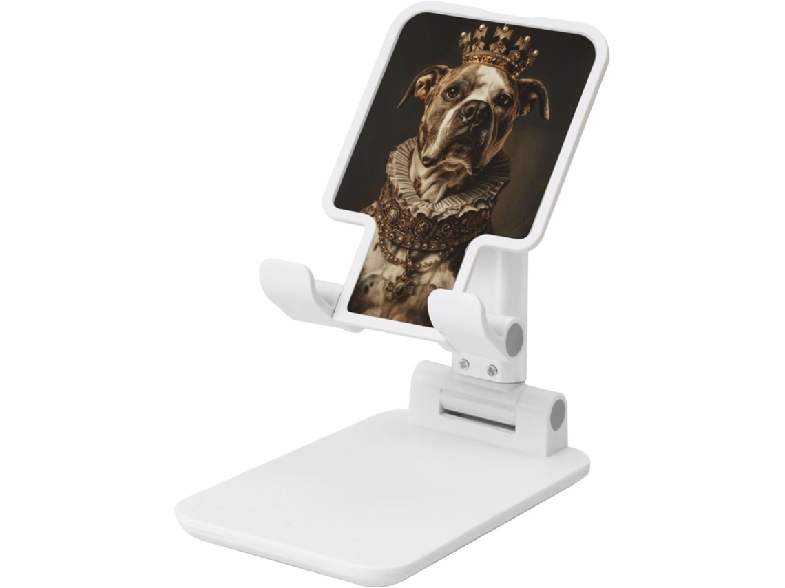 Cão Nobre Vestindo Uma Luxuosa Roupa Real Suporte Dobrável Para Celular Ângulo Ajustável Altura Portátil De Mesa