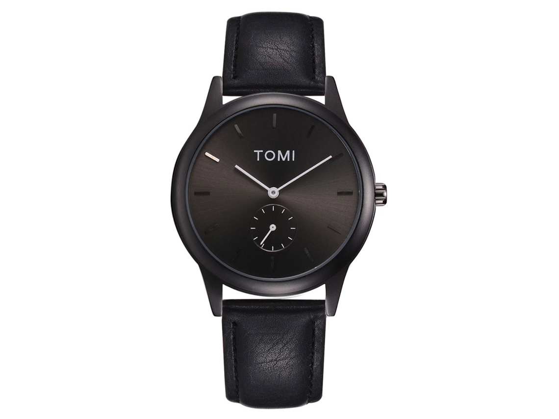 Relógio de pulso masculino Tomi Noble, analógico, mostrador grande, quartzo, pulseira de PU, casual.