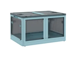 Caixa Organizadora Empilhável com Tampa, Dobrável, 69l, com Rodas, 60x42x34 Cm, Azul. PRIME KANG