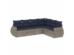 Conjunto de Sofá de Jardim, 6 Peças, Almofadas, Rattan Cinza MAISON EXCLUSIVE