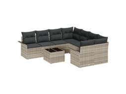 Conjunto 9 Conjunto De Sofá De Jardim Vidaxl Cinzento-claro Vime Pe (242,5 X 234 X 85 Cm)
