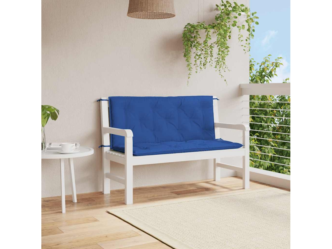 Vidaxl Almofadão P/ Banco De Jardim 120x(50+50)x7cm Tecido Oxford Azul