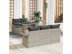 Vidaxl Conjunto De Sofá De Jardim Com Almofada 6 Pcs Cinzento-claro