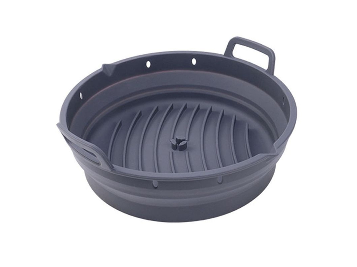 Sartén De Forno Multifuncional Com Cabo Resistente Ao Calor, Material De Silicone De Grau Alimentar, Reutilizável E Antiaderente Ronda Gris