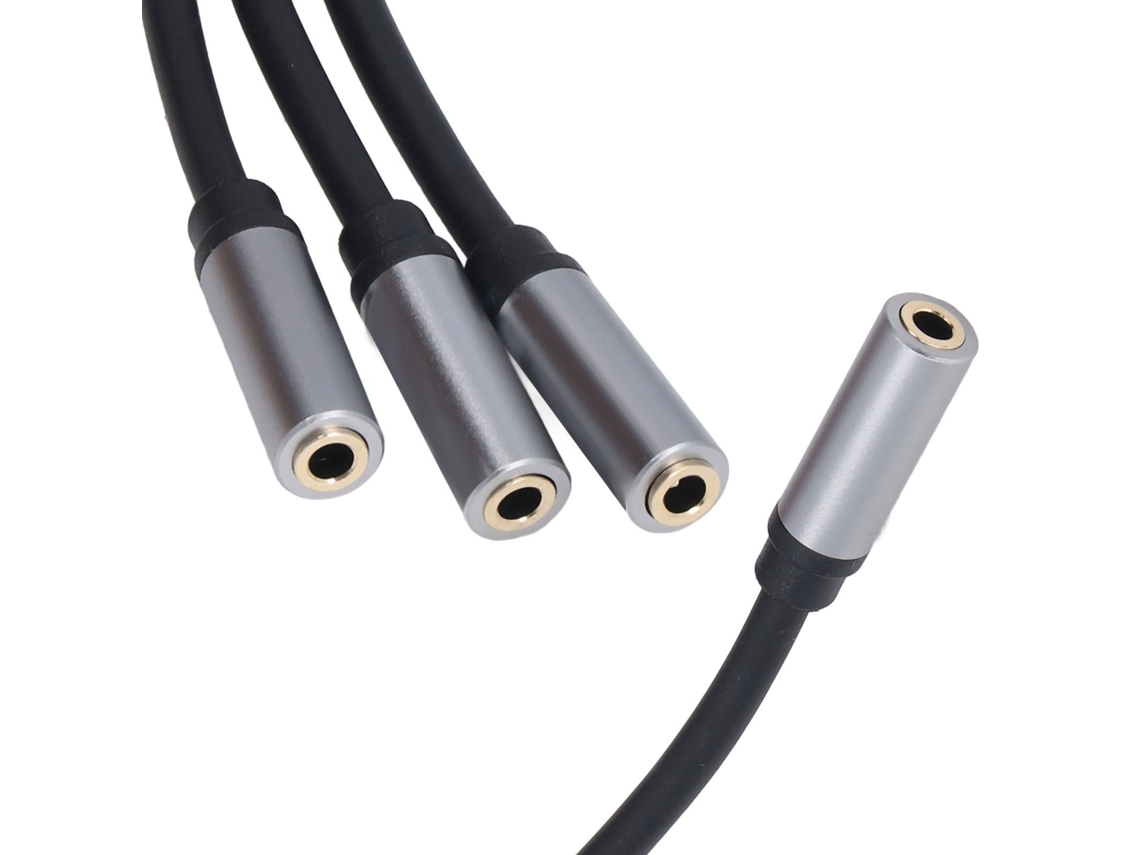 Splitter Mali 3.5mm Fêmea para 3 Fêmea Estéreo Aux com Placa Dourada