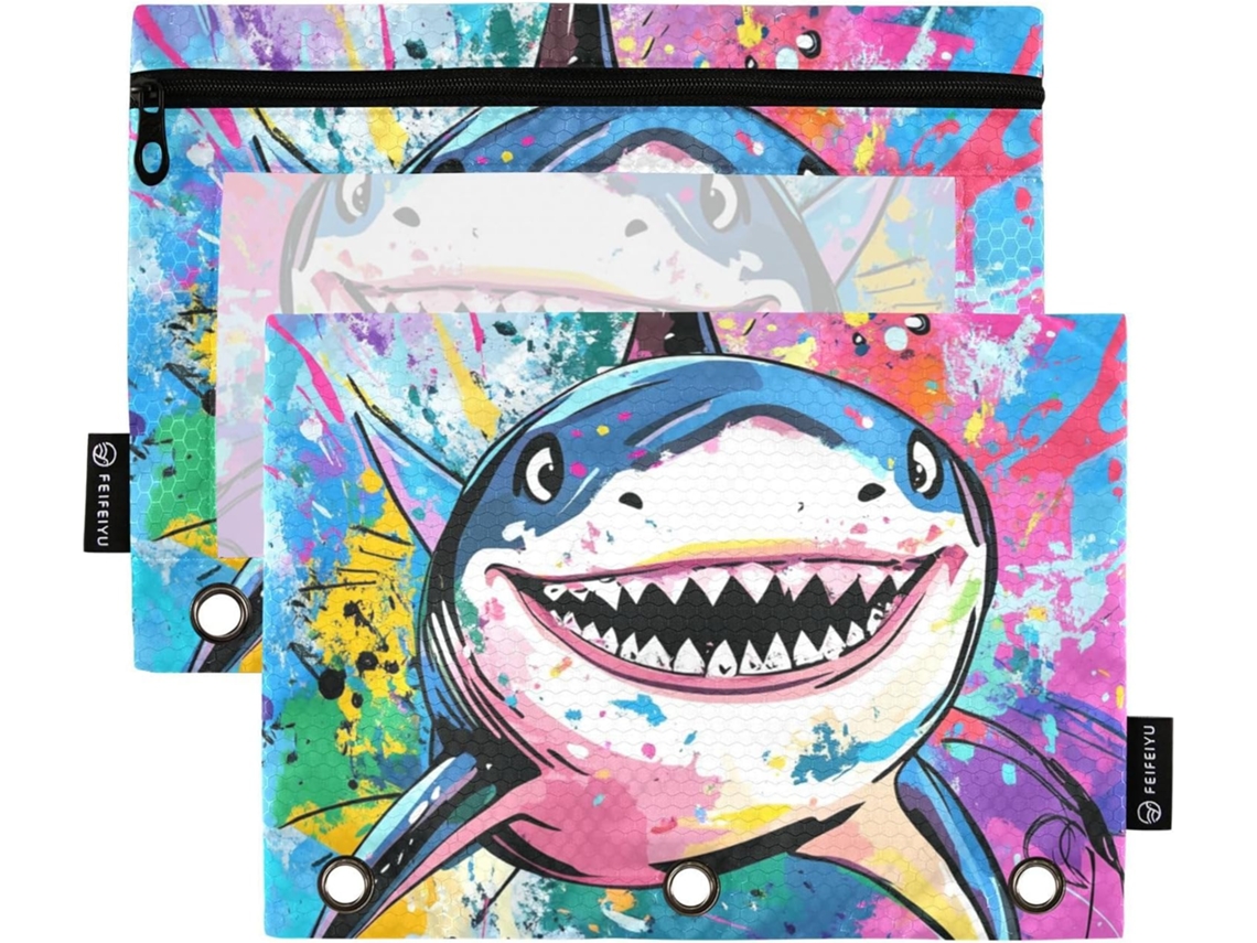 Beauty Shark Pasta Colorida Com Bolso Transparente E Fecho De Zíper, Grande E Resistente, Com 3 Furos Materiais De