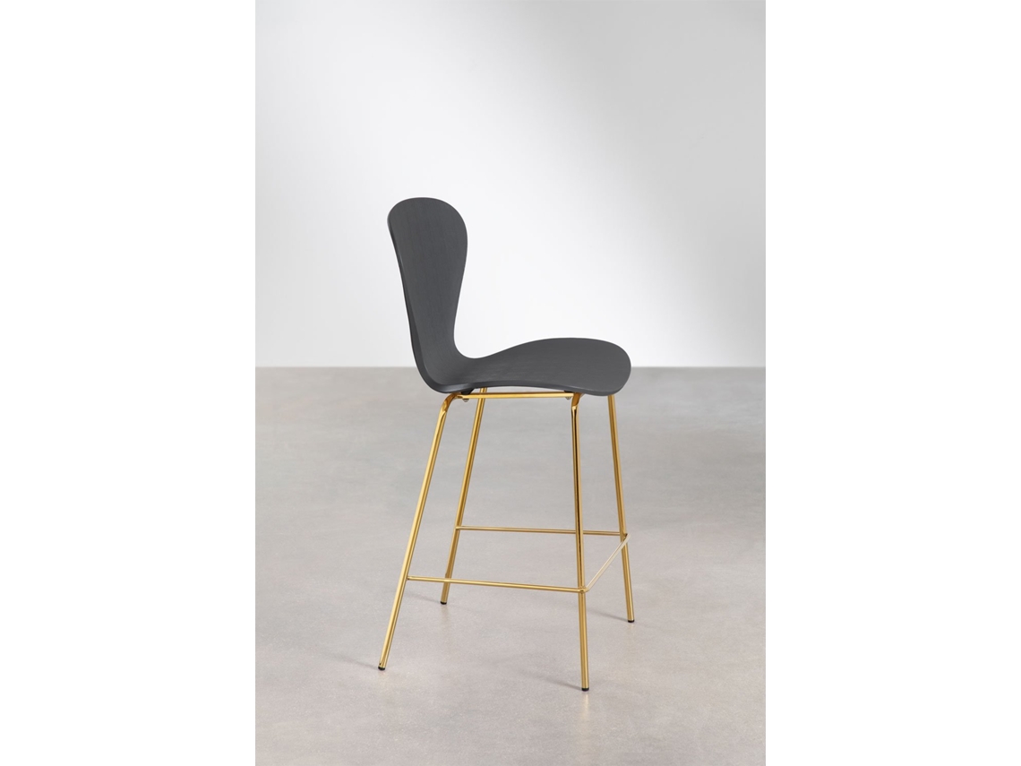 Pacote de 4 Bancos Altos Sklum em Poliéster Dourado 65 cm