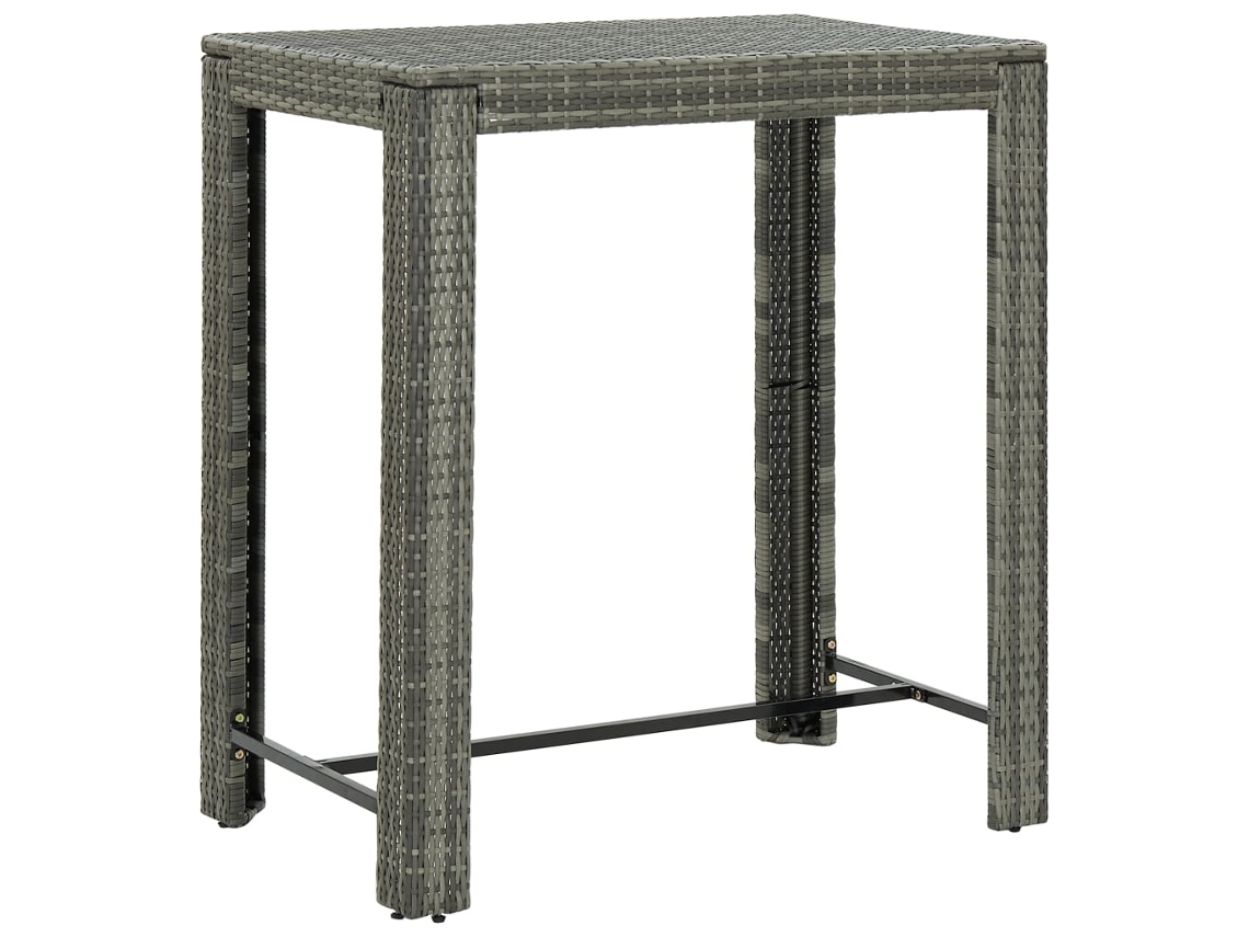 Vidaxl Mesa De Bar Para Jardim 100x60,5x110,5 Cm Vime Pe Cinzento