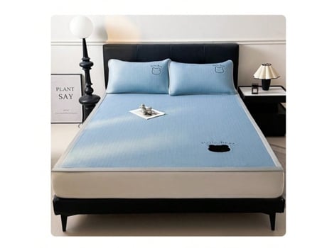 Lençol De Cama De Seda Azul Gelo, Bordado, Macio, Lavável À Máquina, 1 Lençol E 2 Fronhas, 200 X 220 Cm