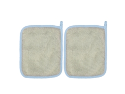 2 Piezas De Paño Exfoliante De Nylon De Doble Cara Y Toalla Azul