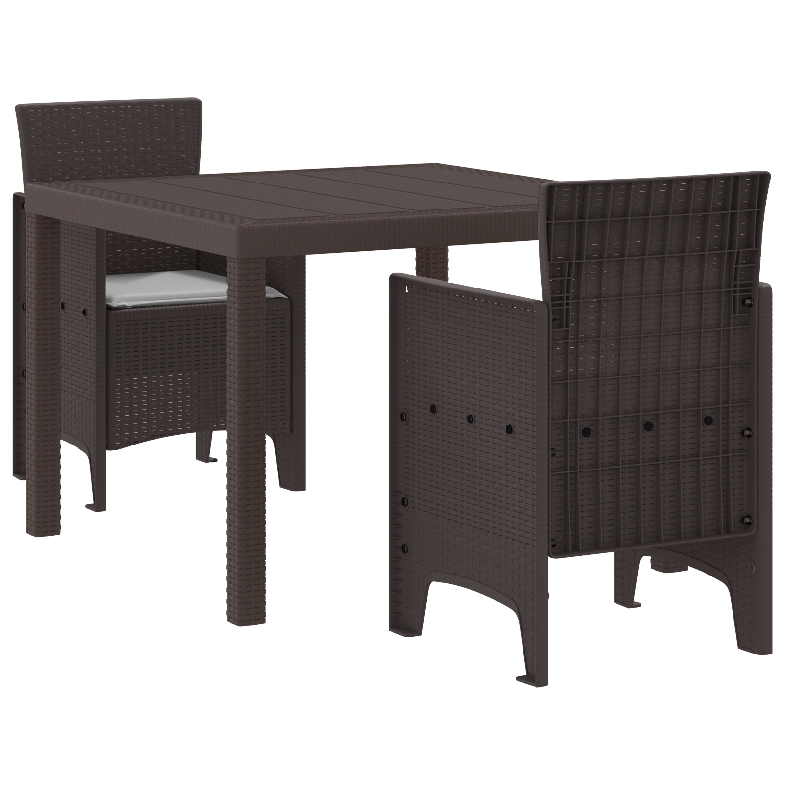 Conjunto 3 Conjunto De Jantar De Jardim Vidaxl Castanho Polipropileno (100 X 100 X 73 Cm)