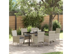 Vidaxl Conjunto de Jantar para Jardim 7 Pcs Cinzento claro Vime Pe