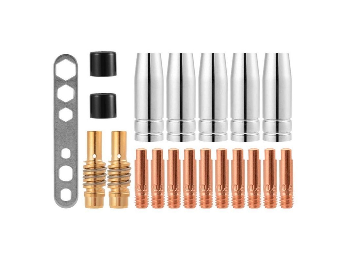 Jogo de peças LINJOU para soldadura MIG/MAG, 20 peças, boquilha, conector, gás, M6, 0.8x25mm