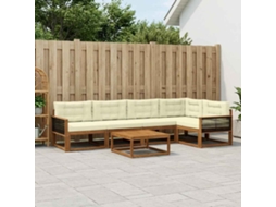 Vidaxl Conjunto De Sofás Para Exterior 6 Unid. Natural E Creme