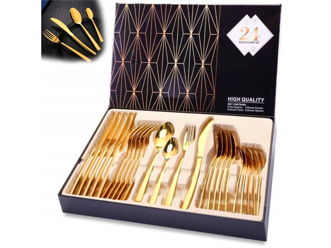 24 Peças 6 Pessoas Conjunto De Utensílios Liga De Zinco Aço Inoxidável
